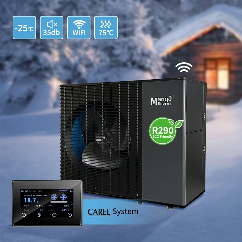 15KW Full DC Inverter -25 R290 A+++ WIFI Solar French Stainless Steel Outdoor Hotel Heating Cooling Monoblock Air Water Heat