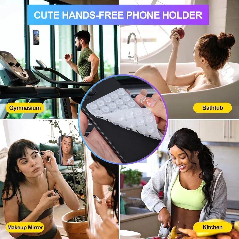 5/3/1PCS Portable Transparent Soft Silicone Suction Phone Holder Multifunctional Double Sided Suction Cup  Anti-Slip Wall Stand image 6