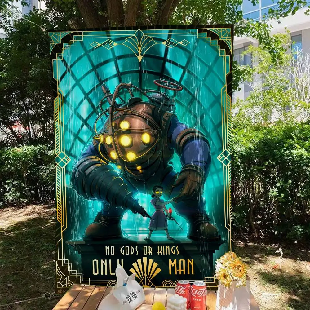 Retro B-Bioshock R-Rapture Game Family Gatherings Outdoor Atmosphere Flags Camping Decorations Banners