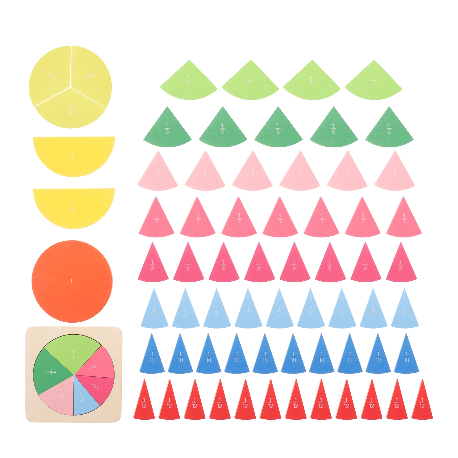 

1 set 1 Set Wooden Fraction Number Trays Kids Early Education Cognition Learning Math Counting Educational For Children