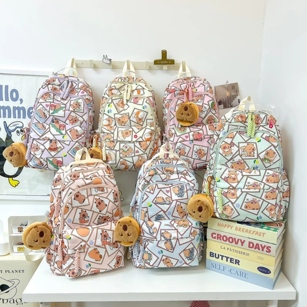 

New Large Capacity Capybara Backpack Alleviate Burden Protecting Spine School Bag Printed Widen Straps Backpack
