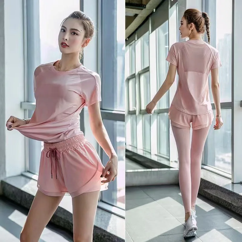 Women's Short Sets Outdoor Morning Run Summer New Yoga Girls Clothes Fitness Elastic Loose Thin Breathable Quick Drying Clothing