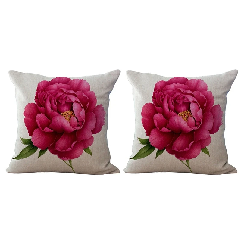 

2X Vintage Floral/Flower Flax Decorative Throw Pillow Case Cushion Cover Home Sofa Decorative Rose