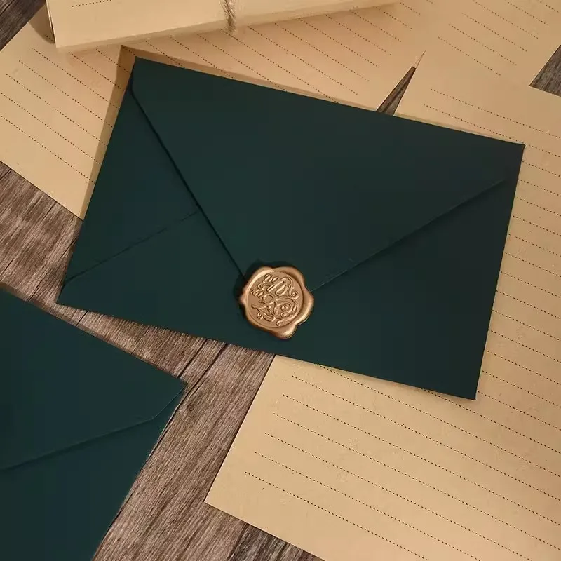 5pcs Solid Green Envelopes 250g Paper High-grade Paper Envelopes for Letters Wedding Party Invitations Cards Postcards Cover