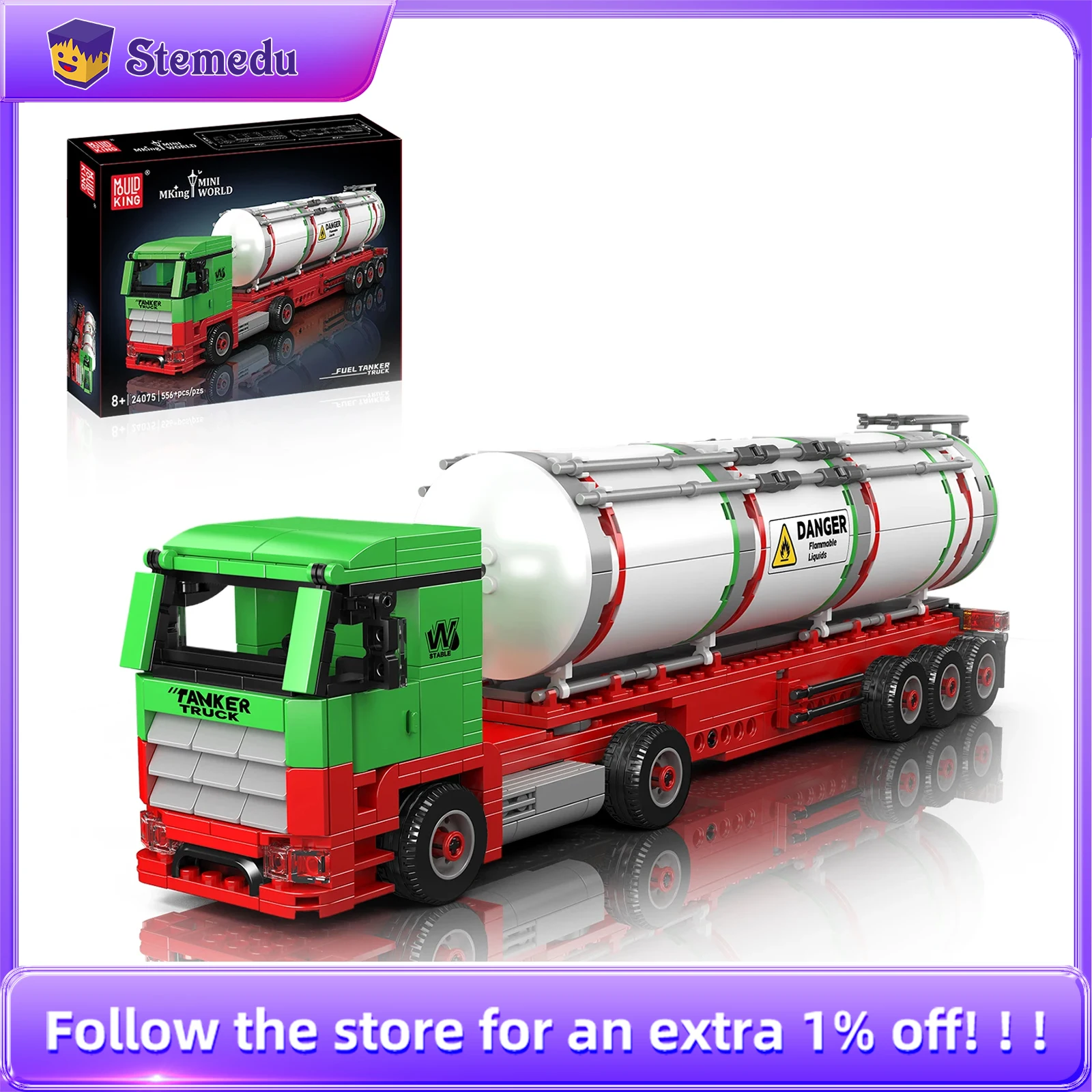 

Mold King 24075 556 шт. Модель грузовика с масляным баком, набор строительных блоков, мини-мирская серия, модель «сделай сам», кирпичи, игрушки для детей, подарки