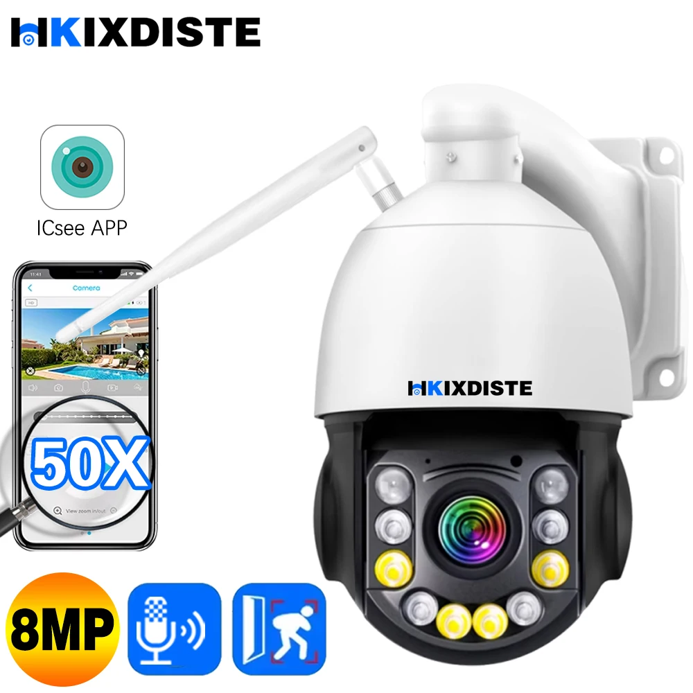 

50X Optical Zoom 8MP 4K PTZ IP Camera Wifi CCTV Outdoor AI Human Tracking Two-Way Audio Onvif POE Surveillance IP Camera ICSEE