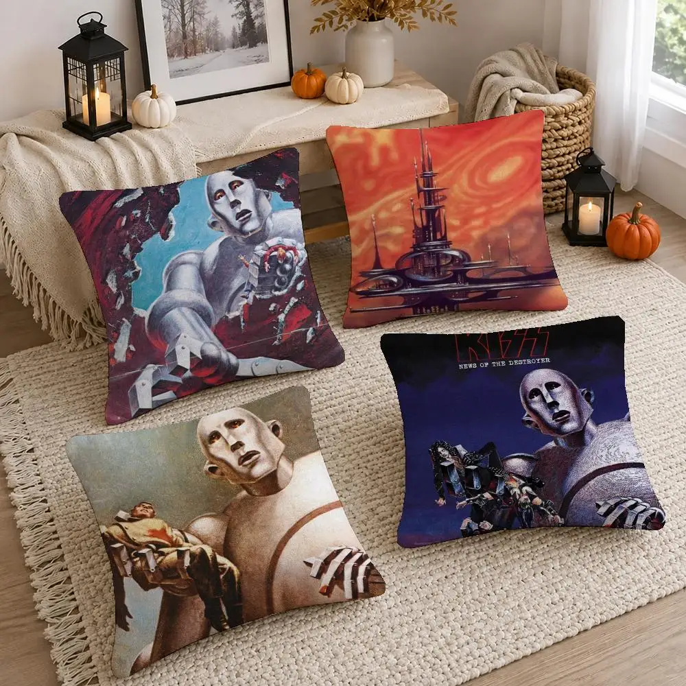 Cool Artist Kelly Freas Cushion Cover Washable Short Plush Pillowcase, Wrinkle Resistant Cushion Cover for Bedroom Decor Gift