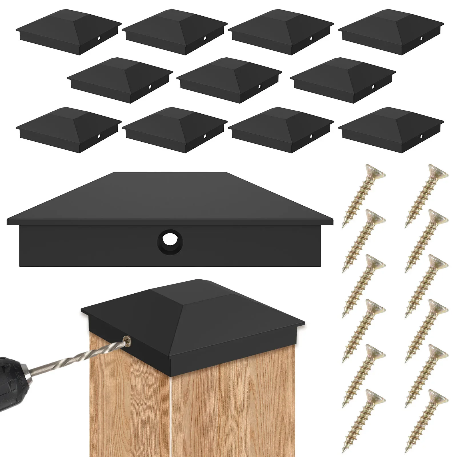 

12Pcs Wood Fence Post Covers Sturdy Plastic Deck Post Cover Waterproof Heat Resistanc Deck Post Caps for Protecting Garden Fence