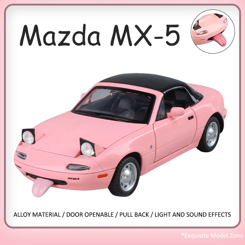 1:32 Mazda Miata MX5 MX-5 Alloy Scale Car Model Diecast Miniature Car Toy Vehicle Sound＆Light Collection Children's Toy Gift