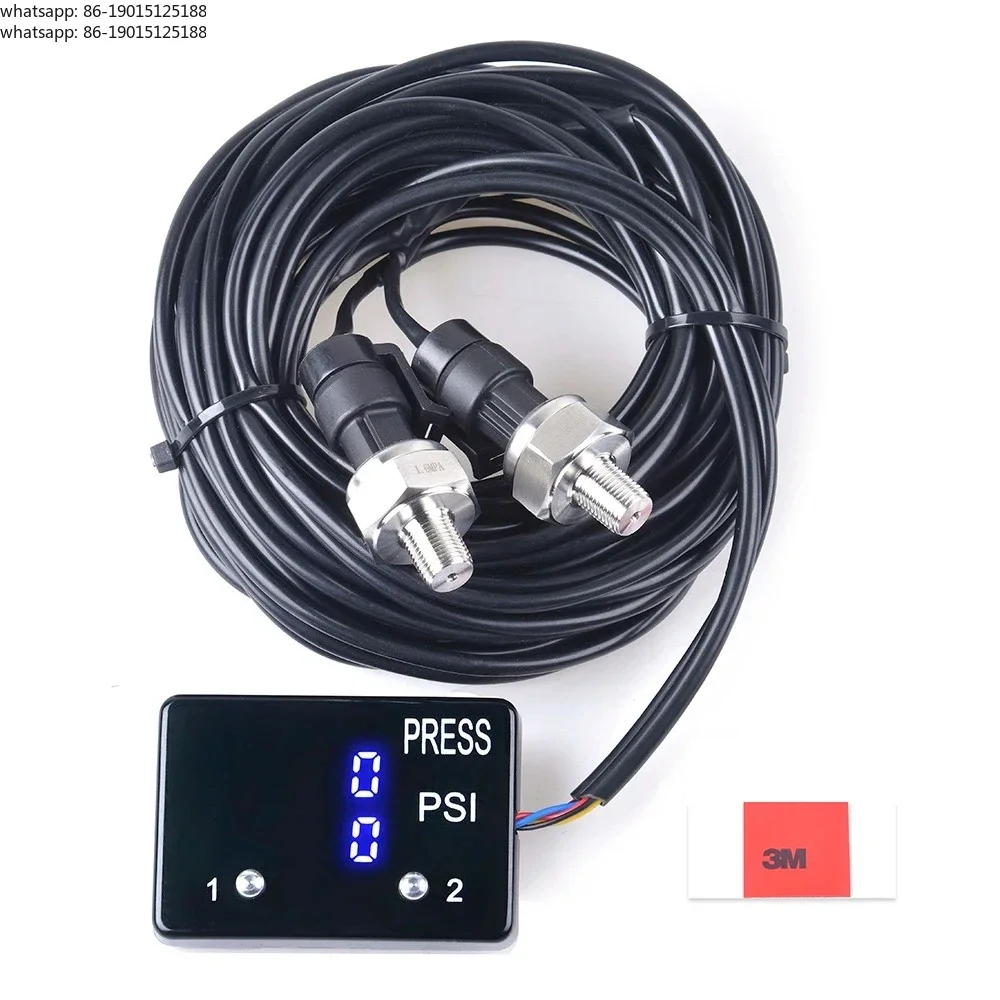 Dual 12v Digital Air Pressure Oil Pressure Gauge With 1/8NPT Sensors Three Color Display