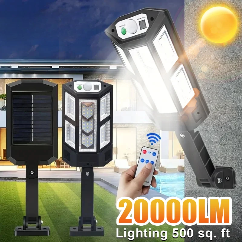 20000LM Outdoor Solar Powered Lamp External Solar Lights Motion Sensor Waterproof IPX65 Solar Light For Outdoor Street Lamp