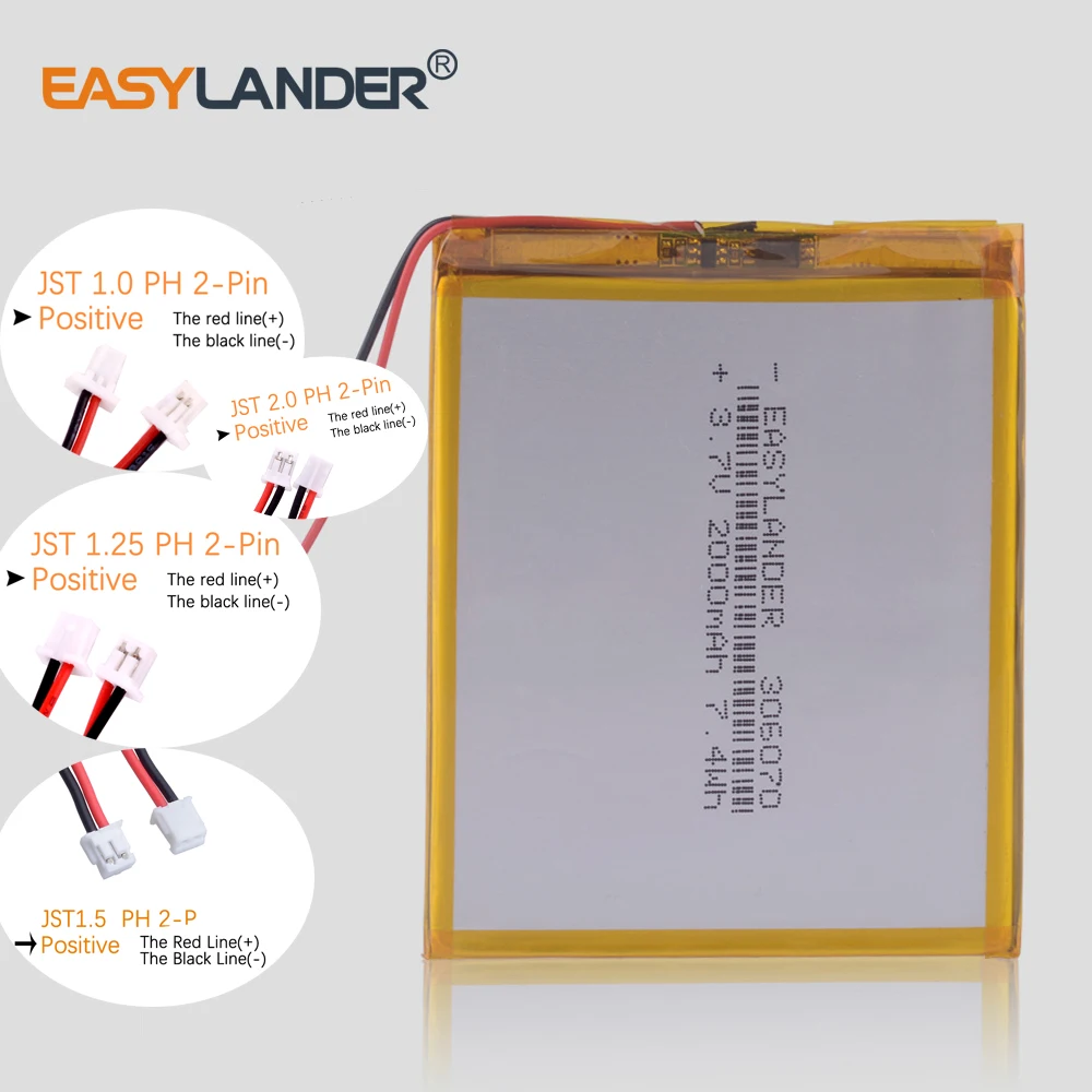 306070 3.7V 2000mAh Ricaricabile Ai Polimeri di li Batteria Per PSP PDA GPS DVR E-Book Tablet PC Accumulatori E Caricabatterie Di Riserva Wexler Libro e6005 356070