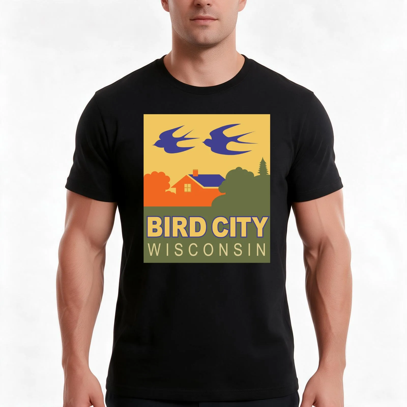 Bird City Wisconsin! T-Shirt Summer Casual Cotton Tee Oversized Streetwear Tops Vintage Graphic Print Loose Fit Short Sleeve
