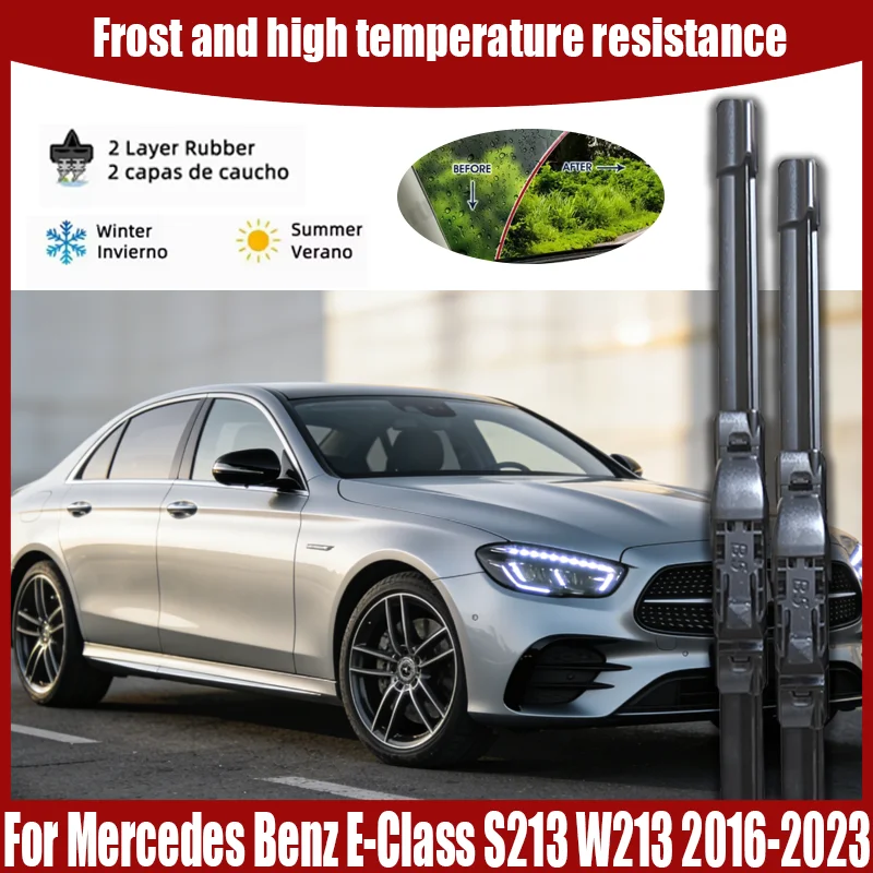 

For Mercedes Benz E-Class S213 W213 2016-2023 Front Rear Wiper Blades Soft Rubber Windshield Windscreen Brushes Cleaning