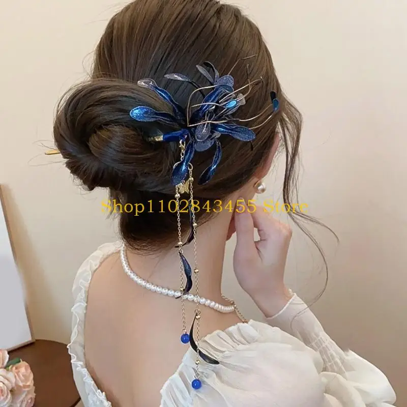 49MC Elegant Flower Hair Pin Headdress for Women Wedding Party Accessories