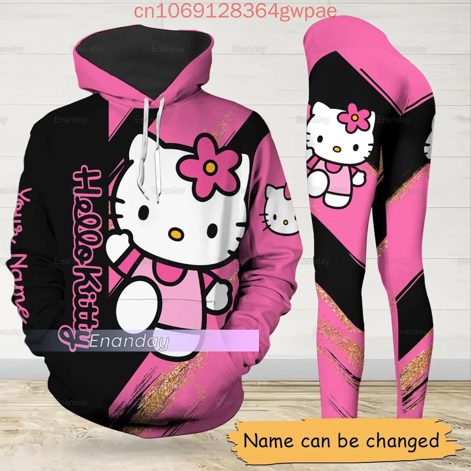 

Hello Kitty Women's 3D Print Hoodie Legging Set Casual Y2k Women's Cute Yoga Pants Sweatshirt Fashion Sports Suit