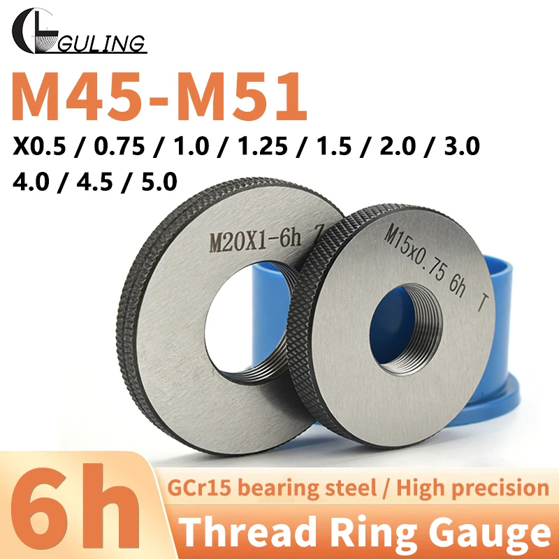 

Набор из 2 калибровочных колец (1*GO+1*NOGO) для резьбы M45-M51 с шагом 0.5/0.75/1.0/1.25/1.5/2.0/3.0/4.0/4.5/5.0, метрический, с мелким шагом резьбы, измерительный инструмент