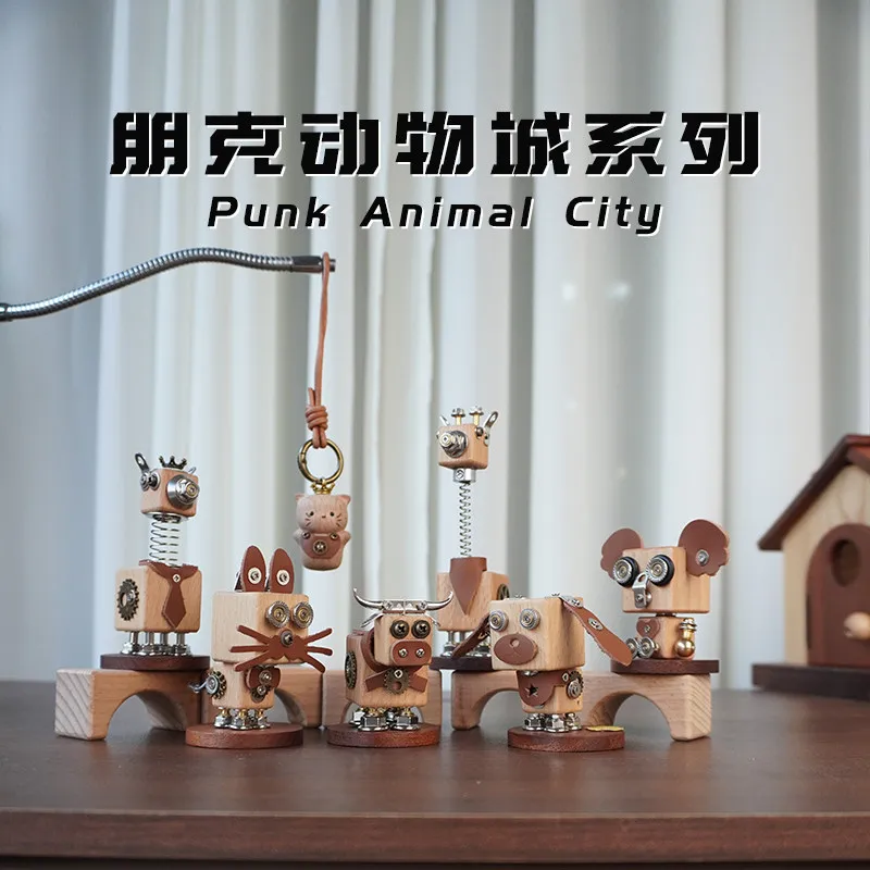 

Коллекционные фигурки животных серии Punk Animal City в слепых коробках, металлические сборные модели-конструкторы для подарков