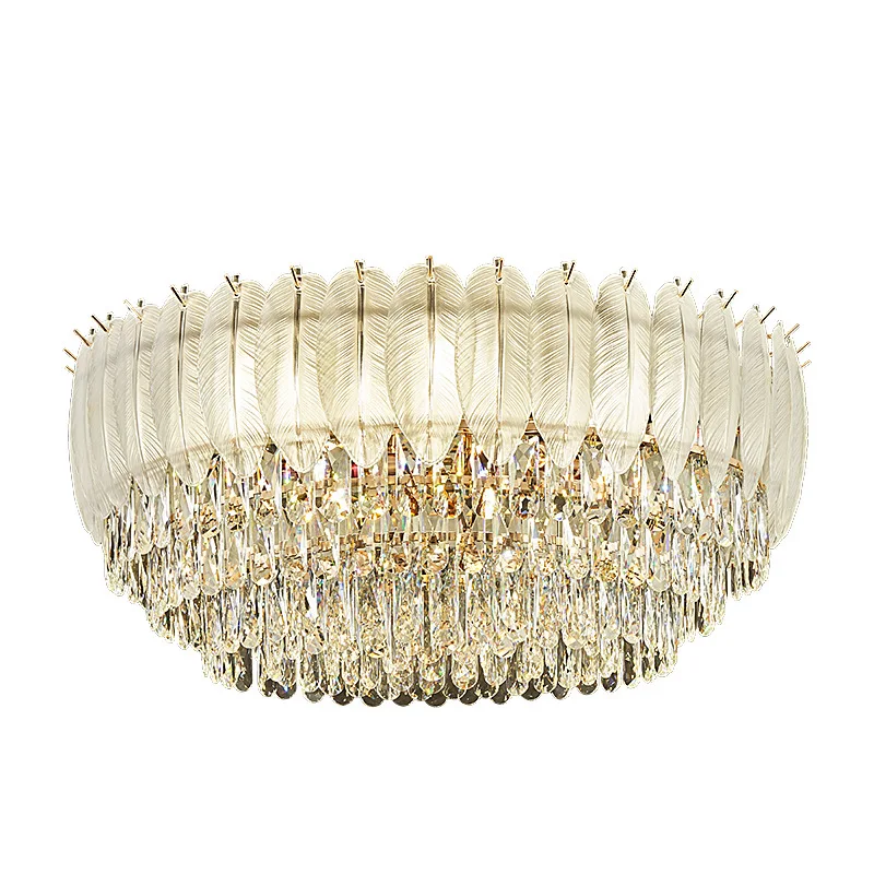 

Big Villa Hall deco surface Round Crystal Ceiling Light LED E14 Study Ceiling lamps Foyer kitchen Lighting Fixtures for Hotel