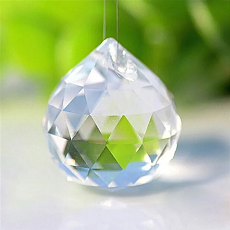 1pc 20mm Clear Crystal Lighting Ball Prisms Hanging Pendant Wedding Home Curtain Decor