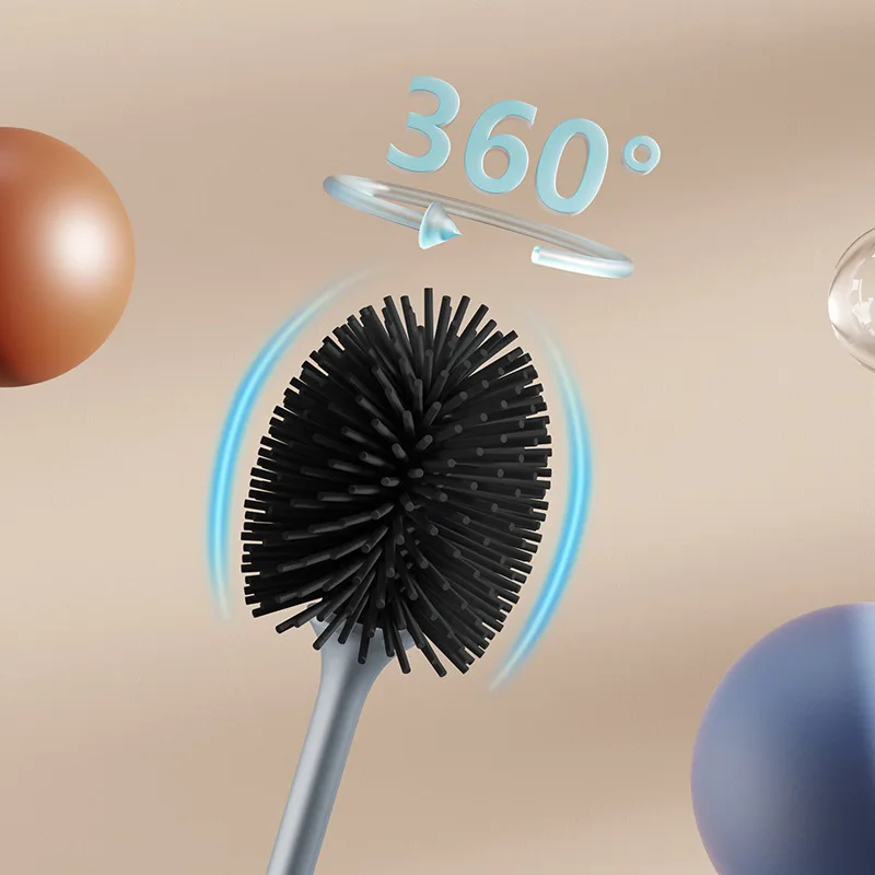 Silicone Toilet Brush Quick Drying Cleaning Brush Wall Mount Gap Brush With Holder Non Scratch Durable For Bathroom WC Home