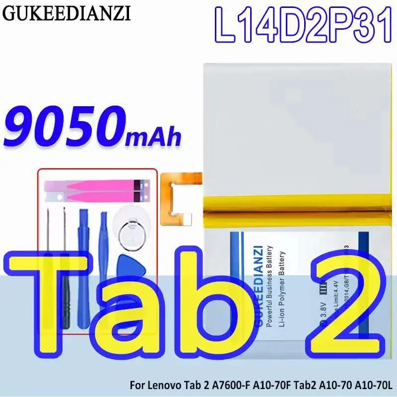 

L14D2P31 For Lenovo Tab 2 A7600-F A10-70F Tab2 A10-70 A10-70L 9050Mah High-Efficiency Tablet Battery