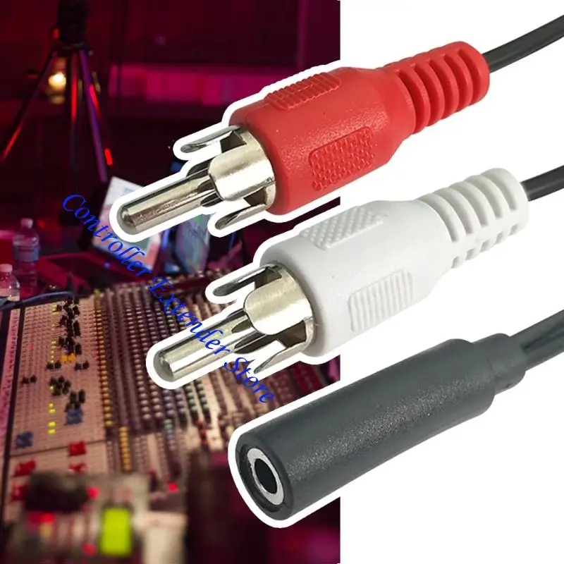 N84B 3.5mm Female to 2RCA Male Stereo Y Splitter Cable Adapter for Laptop Phone