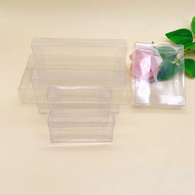 50pcs 3xBxC Clear PVC Transparent Packaging Boxes for Wedding Christmas Candy Jewelry Storage Box Plastic Gift Boxes Open 2 Side