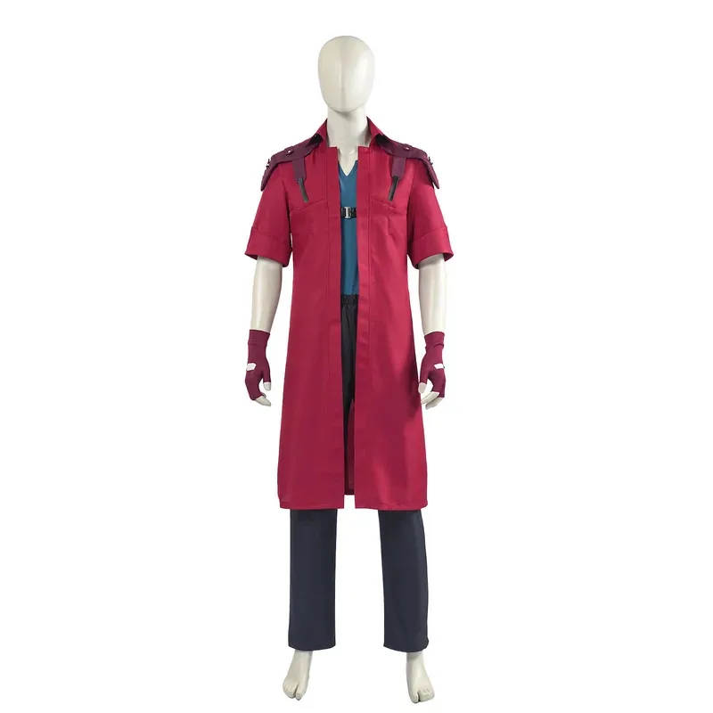 

DMC 5 Devil May Cry Dante Cosplay Jacket Costume Set for Men Halloween Carnival Roleplay Outfit with Gloves Adult Game Coat