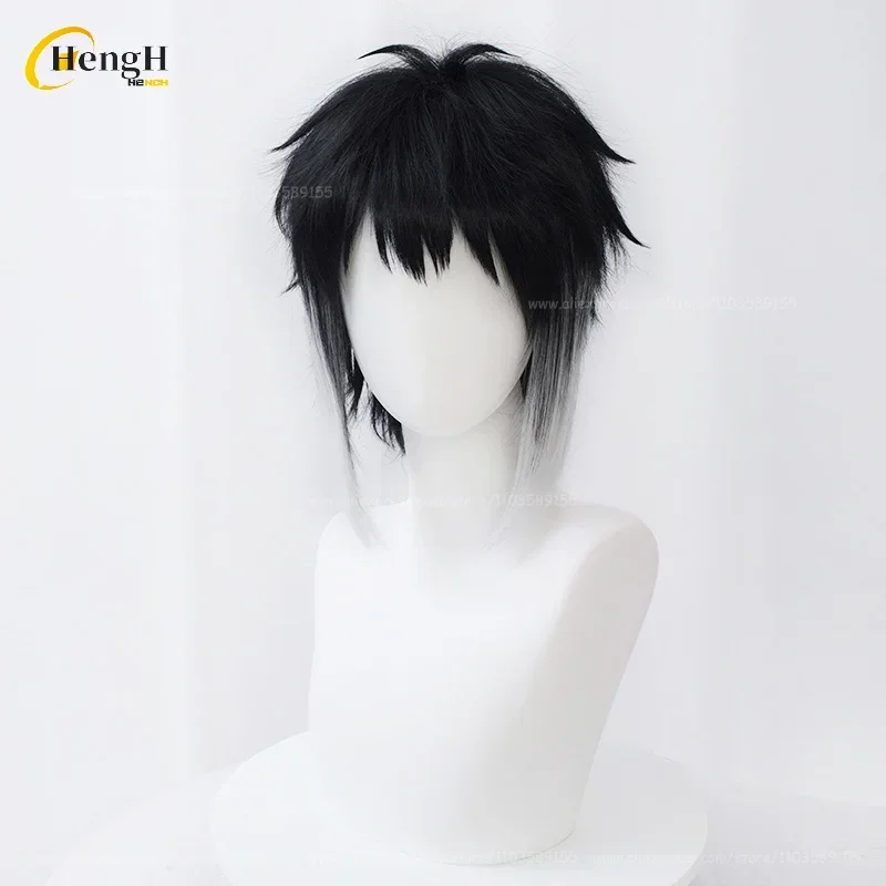 Peruka Syntetyczna Ryunosuke Akutagawa Cosplay Anime Krótka 30cm Czarno-Biała Gradientowa Odporna na Ciepło Halloween Party Nowe Peruki