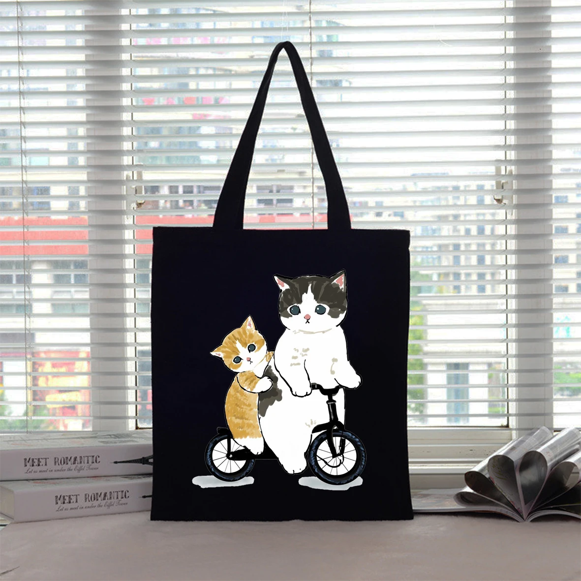 Tote Bag Women\'s Bag Shopping Bags Cat Canvas Boutique Eco Friendly Products Designer Handbags Reusable Customizable Big Shopper