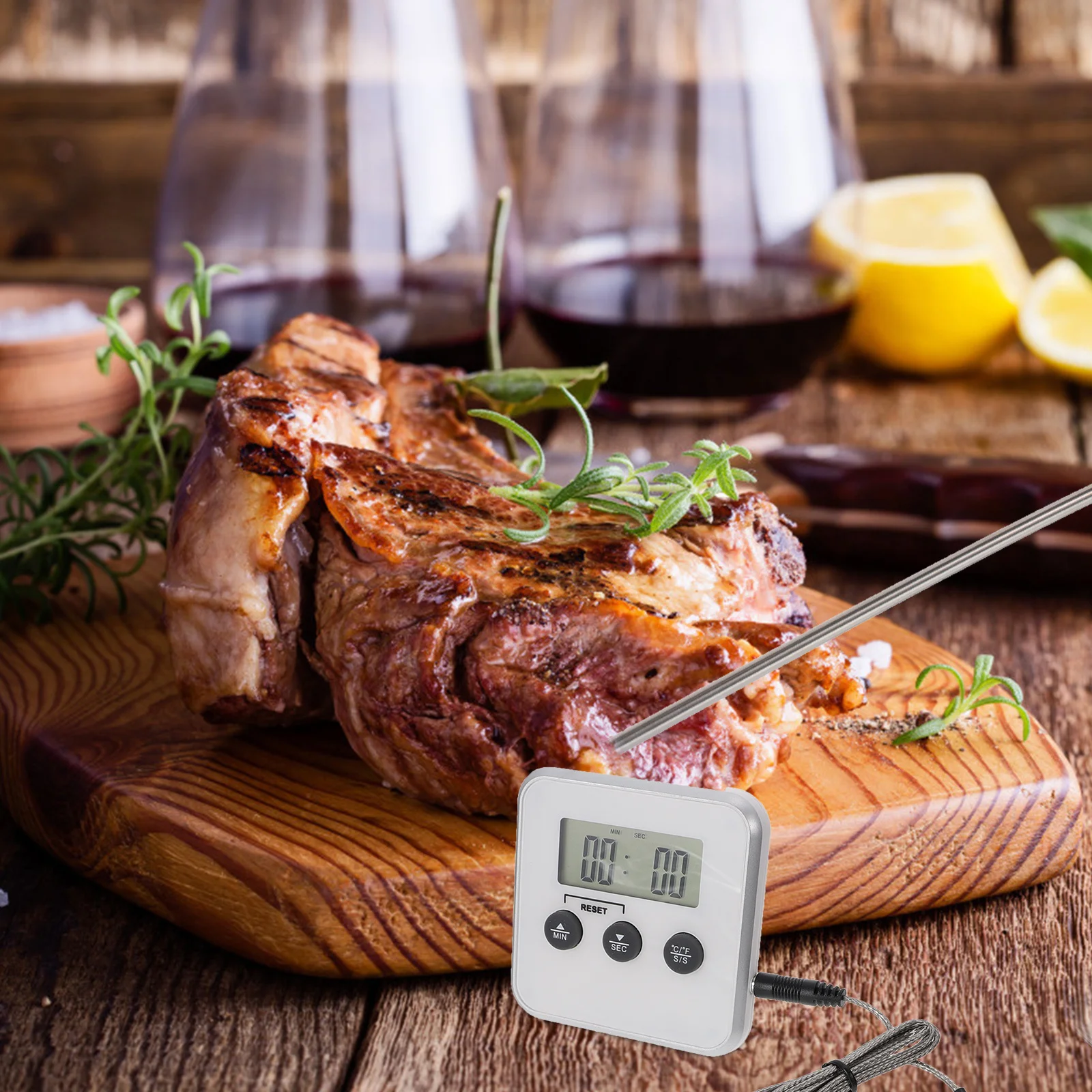 

Bbq Thermometer Magnetic Digital Timer Temperature Alarm Multipurpose Food Thermometer Cooking Grilling Baking Probe Waterproof