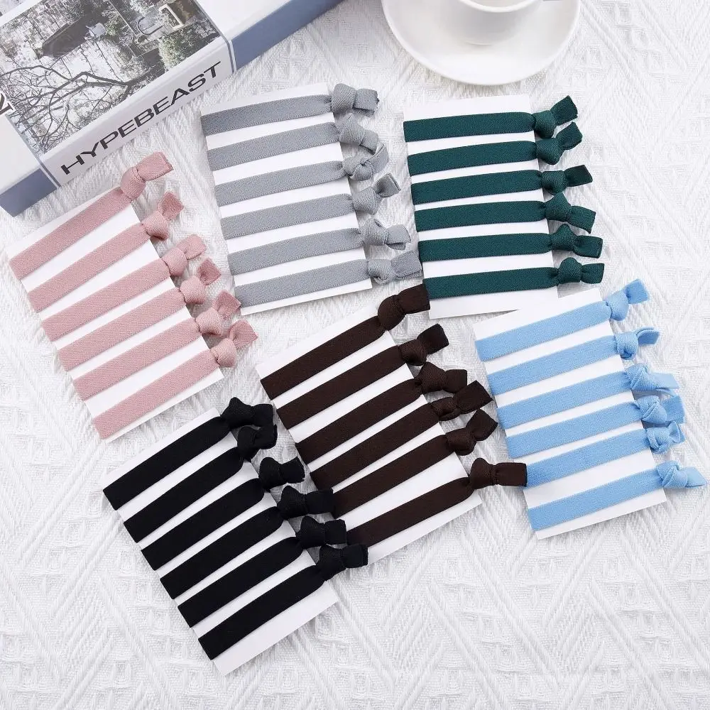 

6Pcs/set No Damage Knotted Mens Hair Ties Solid Hair Accessories Man Bun Hair Tie Flat Elastic Hair Bands