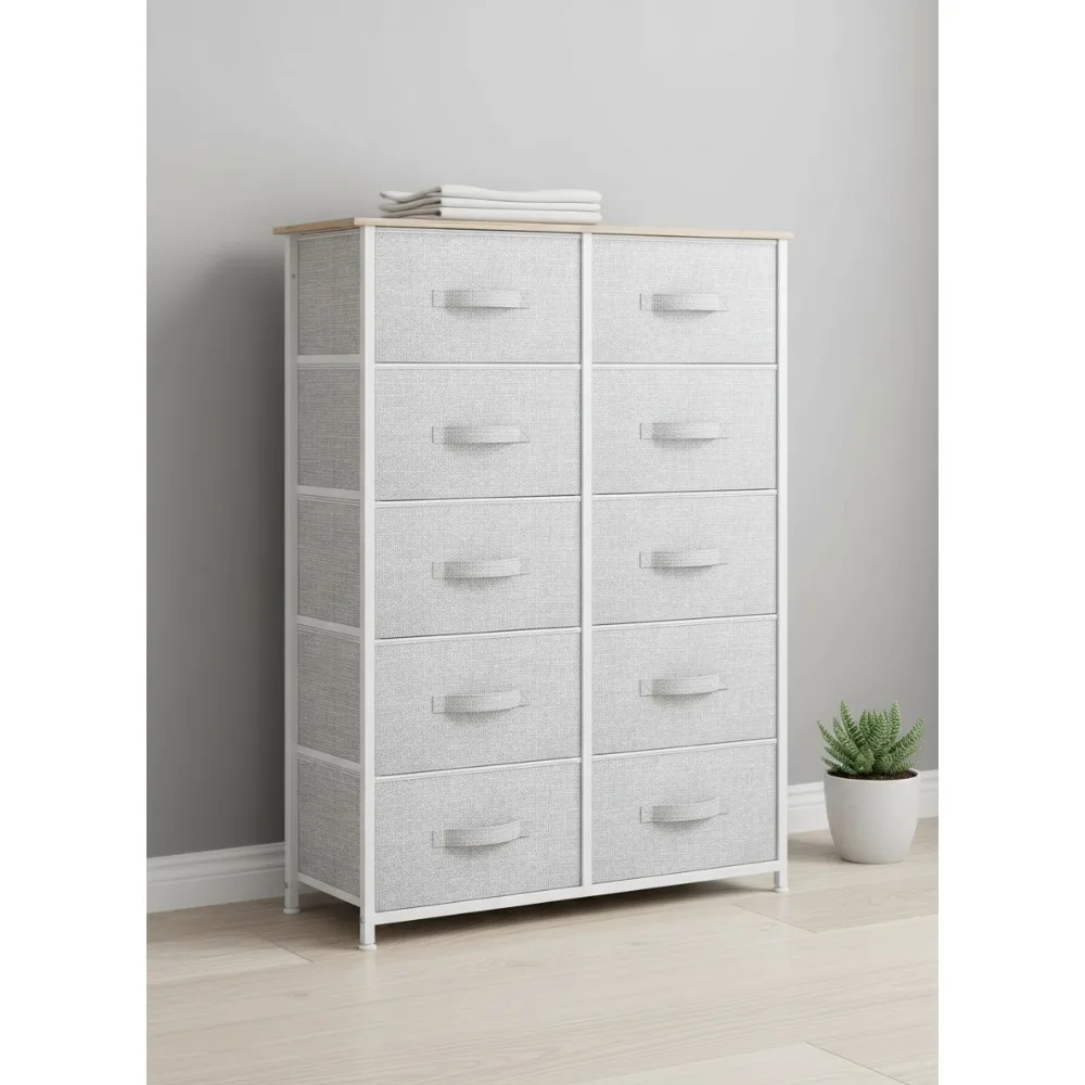 

Тканевая башня для хранения с 10 ящиками — прочный стальной каркас и деревянный верхний органайзер для спальни, гостиной, шкафа