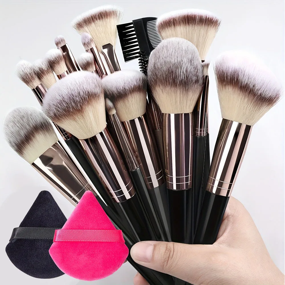 Black Makeup Brushes Set 3-20PCS Soft Fluffy Professional Makeup Brush Kit for Eyeshadow Foundation Powder Blush ContourBlending