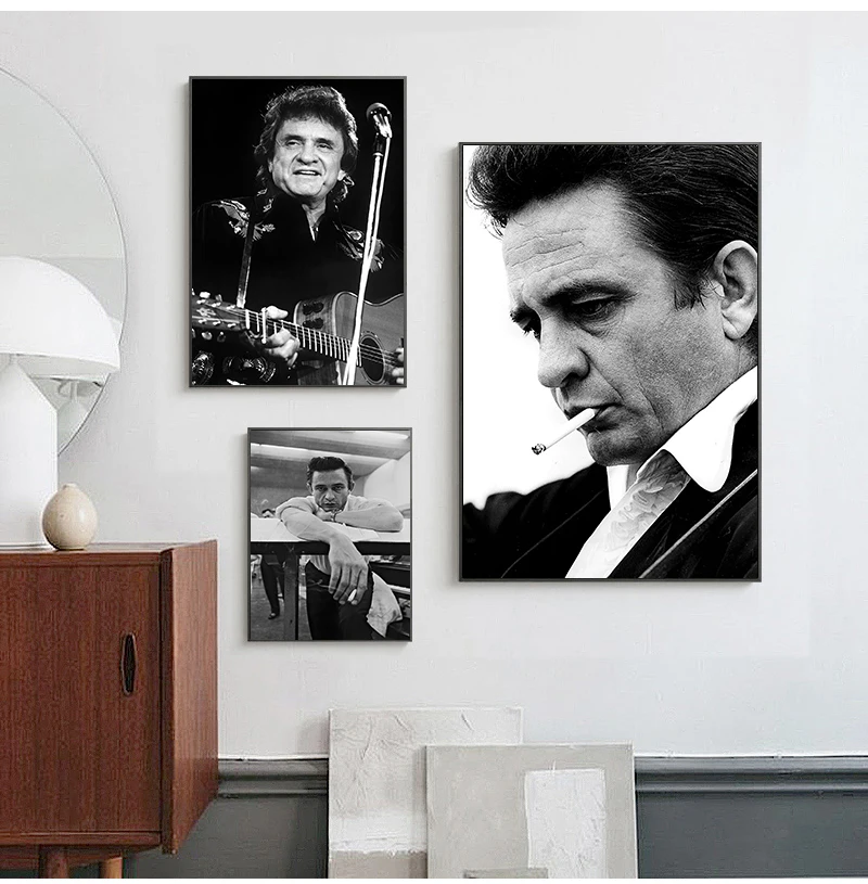 Johnny Cash Rock Music Band Star Vintage Poster and Prints Wall Art Canvas Painting Wall Pictures for Living Room Home Decor
