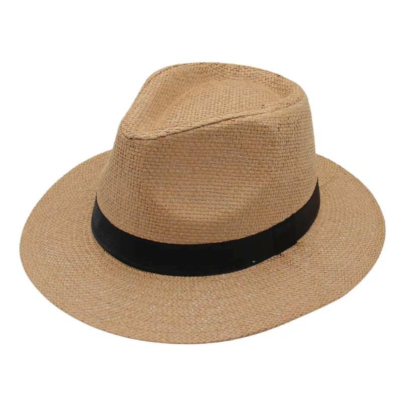 Natural Panama Straw Hats Women Men Summer Beach Sun Hat Outdoor UV-Protection Straw Cap Lady Casual Wide Brim Sun Caps 57-62cm