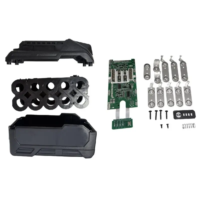 For 40V Power Tools Replacement Parts- Storage Box Case Charging Board Nickel Strips Set 10Core 21700 Battery