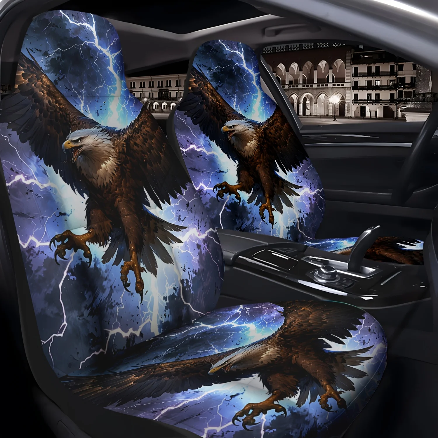 

Набор из 2-х автомобильных чехлов с рисунком молнии, подходят для передних S, дышащие, удобные, простые в установке и чистях, совместимые с