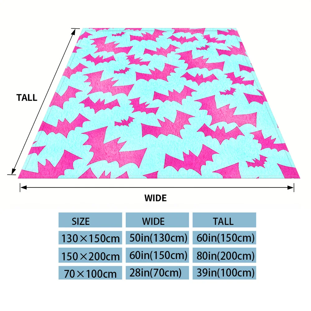 Pink Bats Printed Blanket Suitable For Sofa Beds, Offices, Travel Camping Chairs, Warm Woolen Blankets