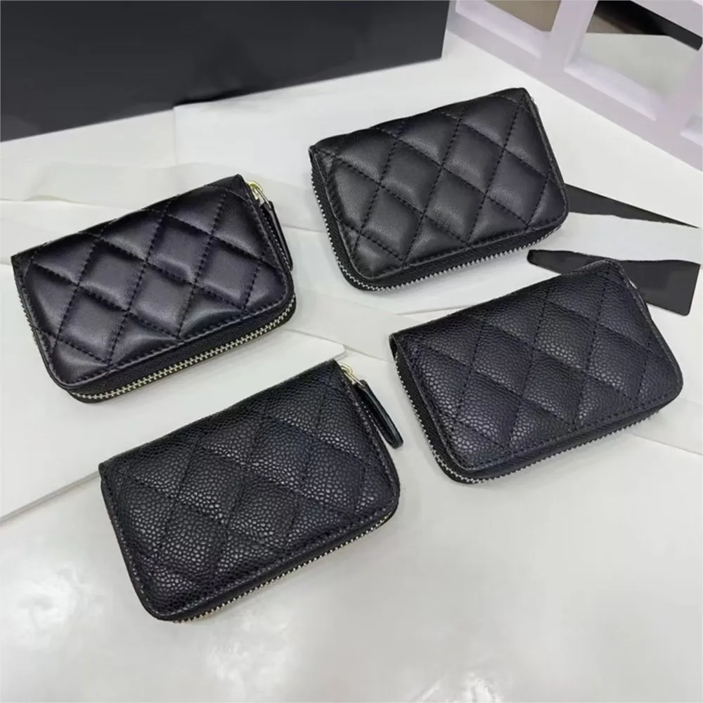 Classic Caviar For Women\'s Card Case Cowhide Rhombus Black Purse Fashion Luxury Brand Designer Wallet Trendy Card Holder Credit