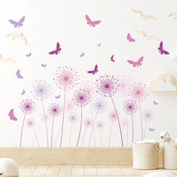Cartoon Blowball Butterfly Wall Stickers Decoration for Bedroom Wall Decals Kids Room Wall Art Home Decore Living Room DIY