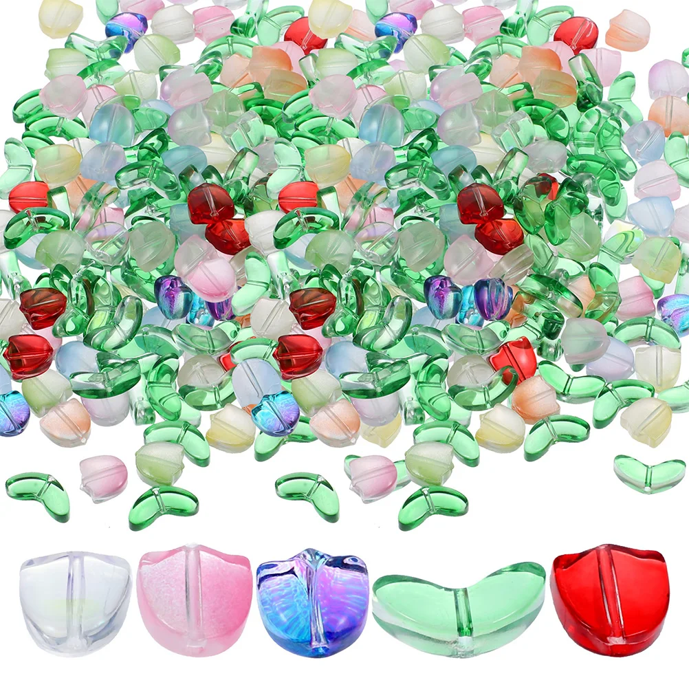 

120pcs Beading Material Tulip Glass Spacer Beads Bulk Jewelry Making Charms Kit Necklace Craft Supplies Mixed Color DIY