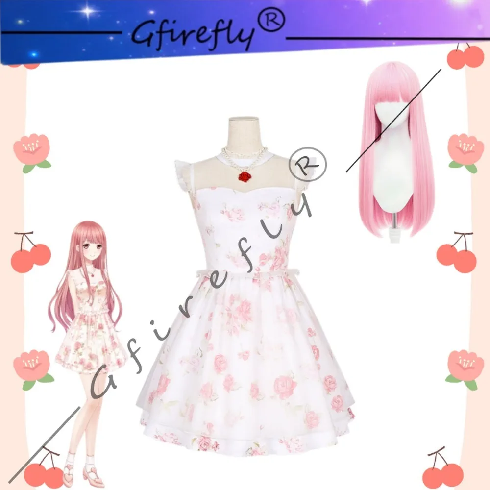 

Love Nikki Classic Floral Print Dress Cosplay Costume Full Set Sweet Cute Adult Women Halloween Comic Con Role Play Stage Outfit