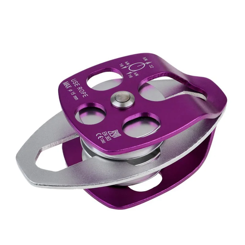 بكرة مزدوجة لنظام السحب تسلق الإنقاذ سحب تسلق بكرة مزدوجة رافع التسلق في الهواء الطلق الملحقات-AA26