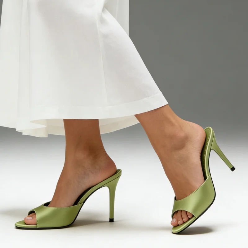 

High-Quality Satin High-Heel Sandals Women 2026 Summer Open-Toe Stiletto Slippers Comfortable Lightweight Designer Evening Shoes