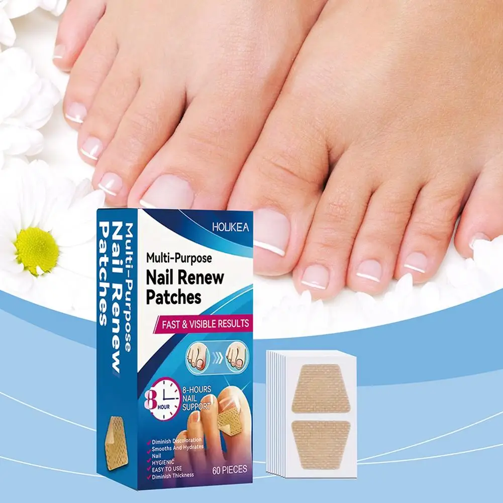 Patch champignon pour ongles des pieds, 60 pièces, patchs de réparation imperméables pour ongles incarnés, autocollants de Correction pour ongles décolorés et endommagés