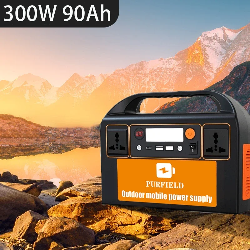 Power Bank for Camping LED Light 300W Portable Power Station 90Ah LiFePO4 Battery Solar Generator Outdoor Energy Storage Supply