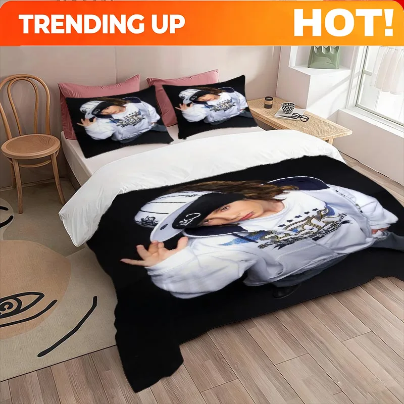Customize 2/3pcs Tom Kaulitz Printed Duvet Cover Set, Full of Festive Atmosphere, Suitable for Year-Round Use, Skin-Friendly Fab