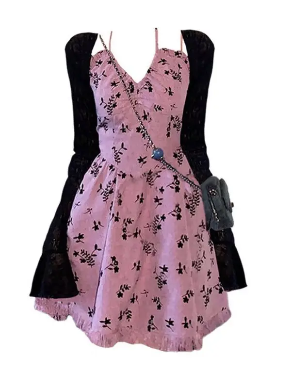 

Комплект из двух предметов: тонкий солнцезащитный костюм с цветочным кружевом и кружевной отделкой, модный женский наряд для весны и лета, большие размеры